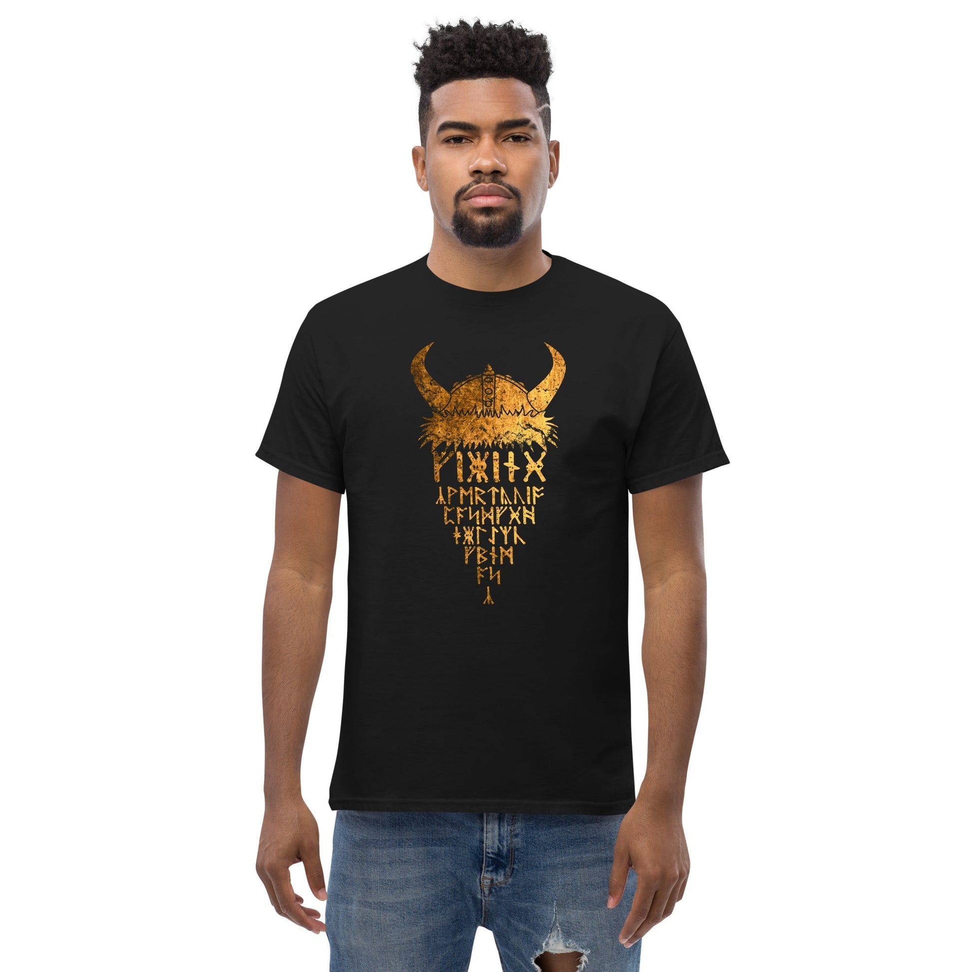 Scar Design T shirt Gold Viking Helmet T-shirt