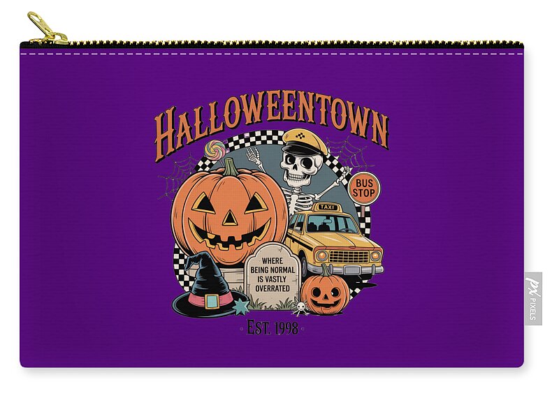 Halloween Town Taxi Stop - Zip Pouch