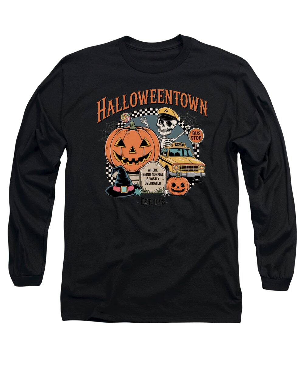 Halloween Town Taxi Stop - Long Sleeve T-Shirt