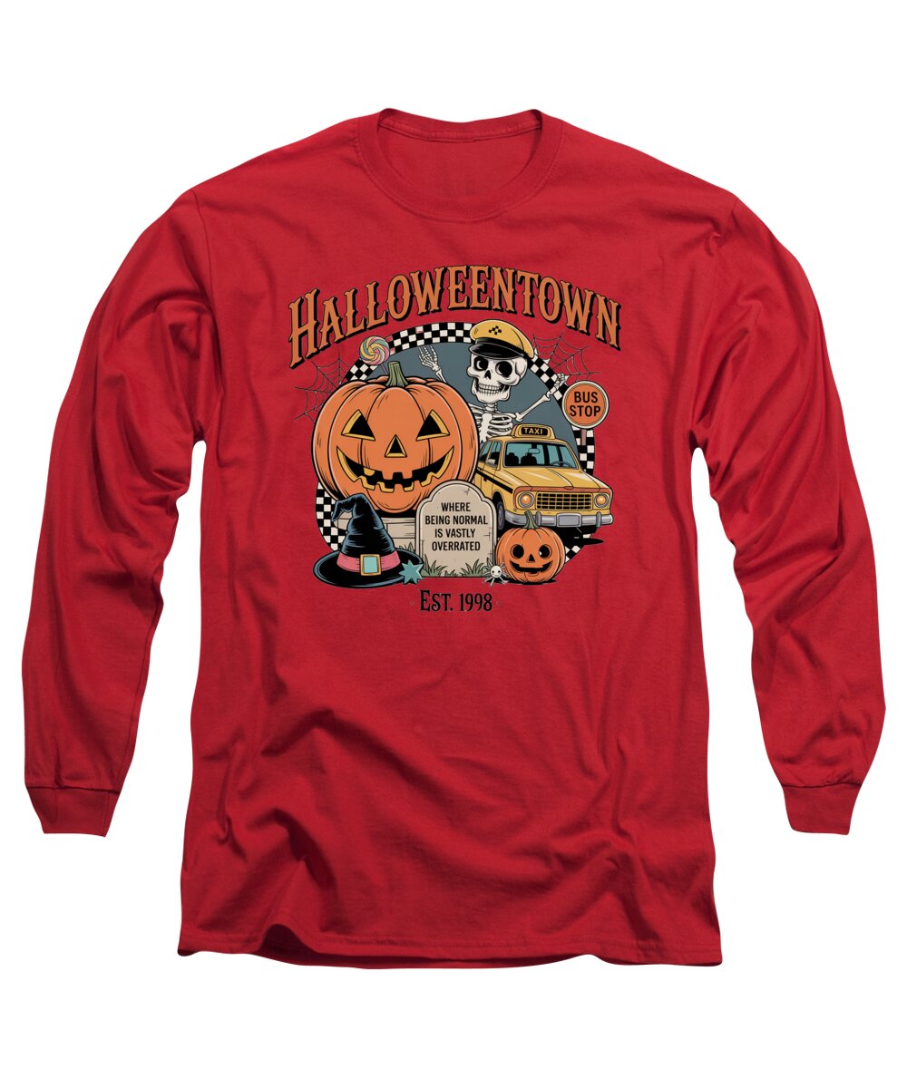 Halloween Town Taxi Stop - Long Sleeve T-Shirt