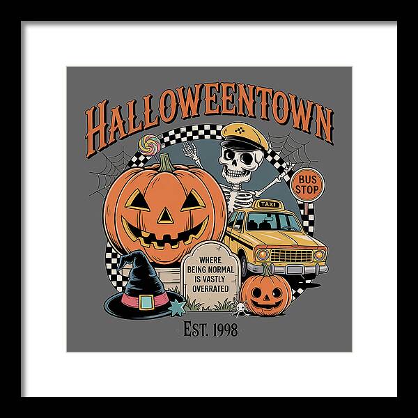 Halloween Town Taxi Stop - Framed Print