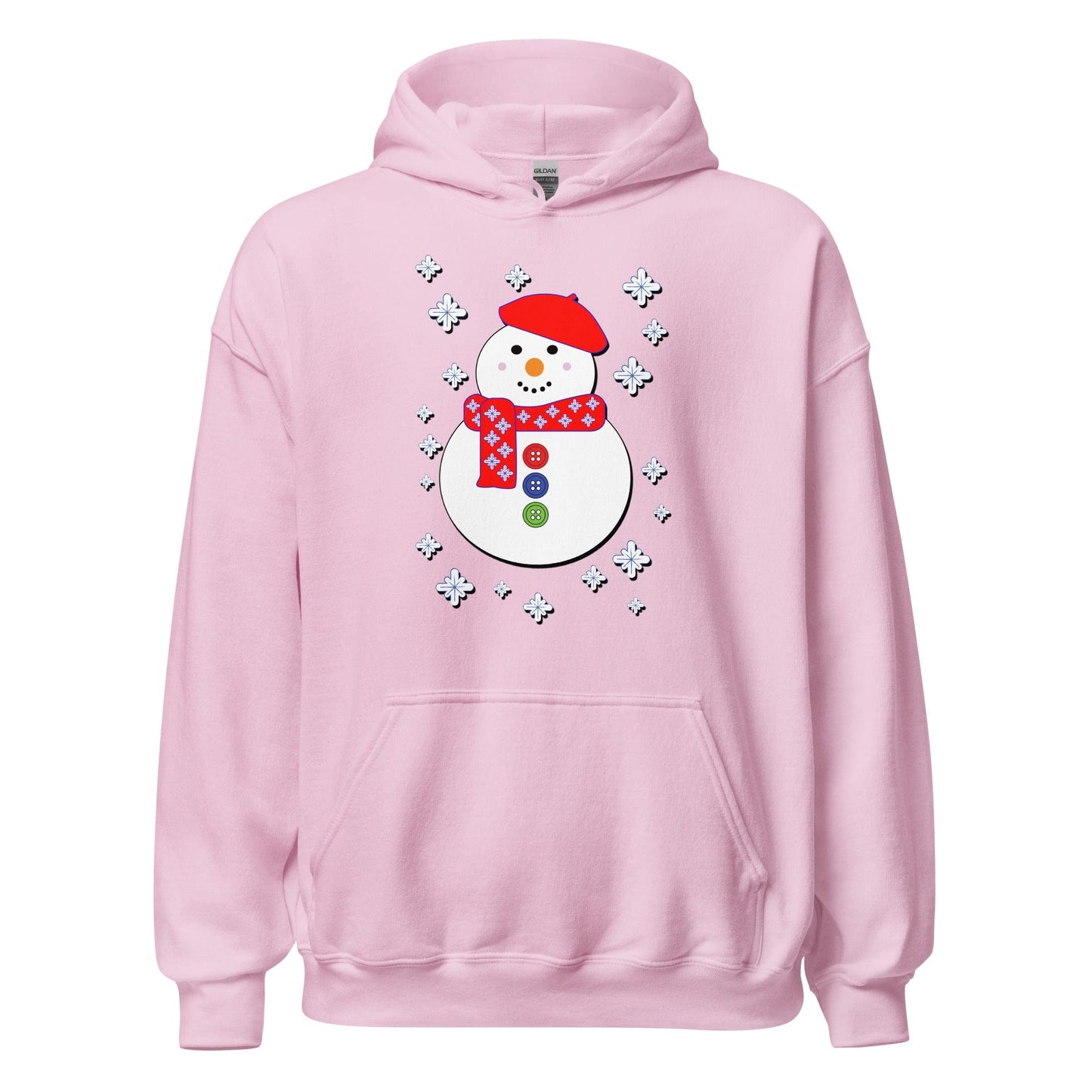 Happy Snowman Hoodie Light Pink / S