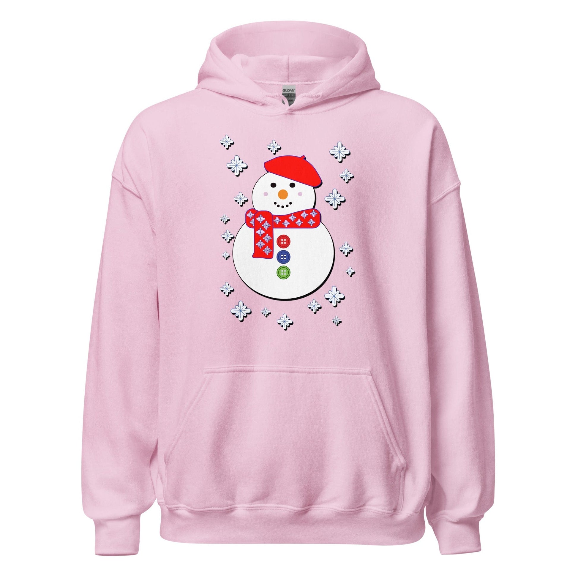 Happy Snowman Hoodie Light Pink / S