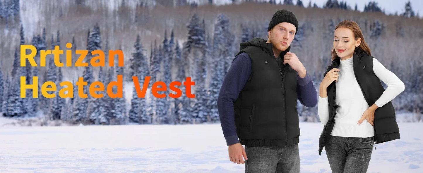 Heated Vest for Mens and Womens with 10000Mah Battery Pack, Detachable Heated Hood Heating Clothing, 3 Temperature Levels Electrically Heated Jacket, Szie XL Xl