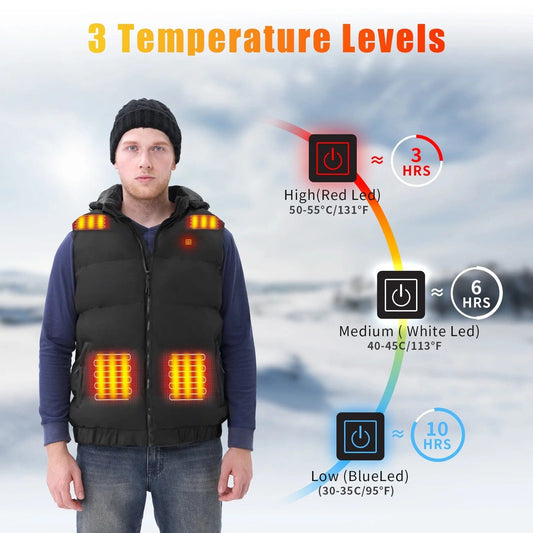 Heated Vest for Mens and Womens with 10000Mah Battery Pack, Detachable Heated Hood Heating Clothing, 3 Temperature Levels Electrically Heated Jacket, Szie XL Xl