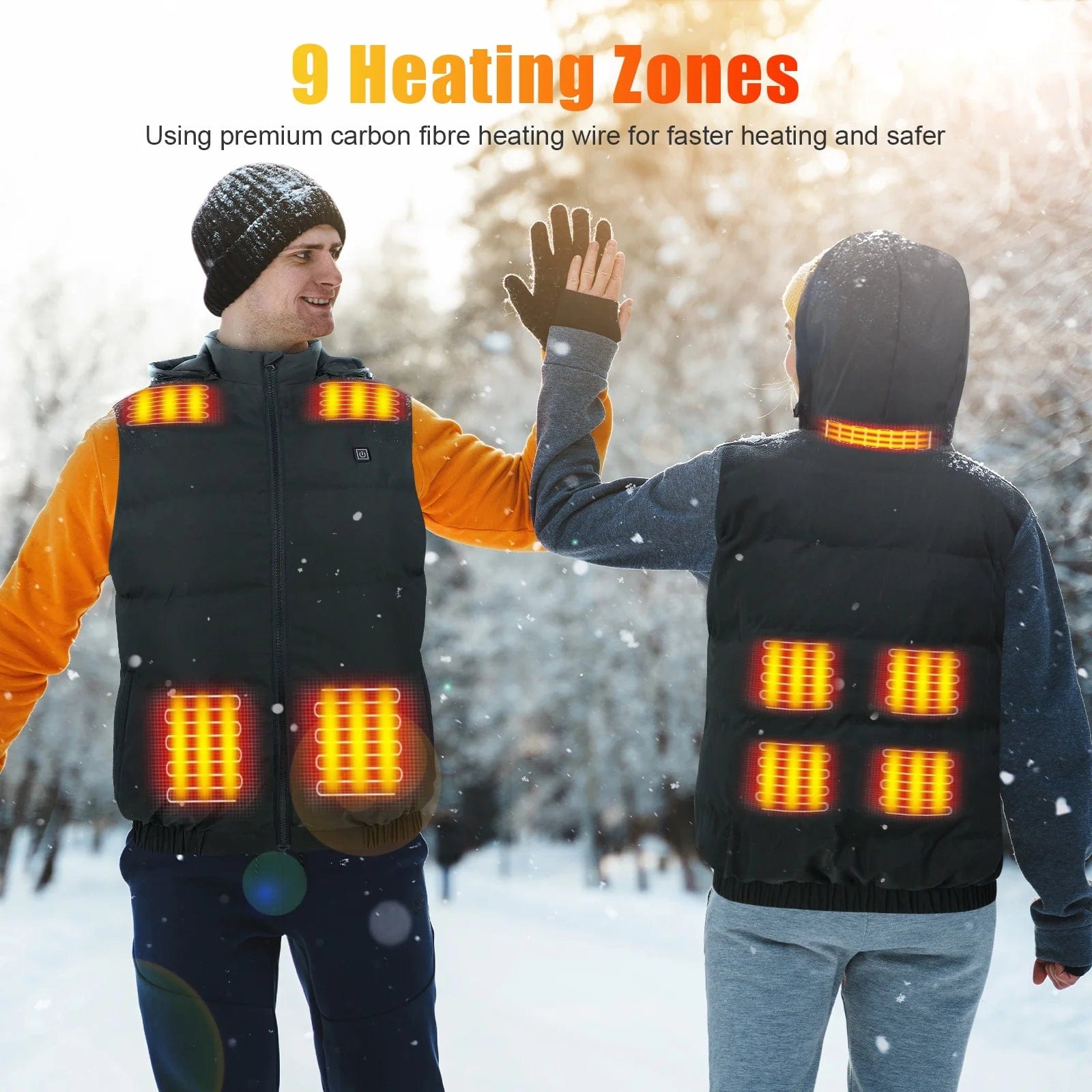 Heated Vest for Mens and Womens with 10000Mah Battery Pack, Detachable Heated Hood Heating Clothing, 3 Temperature Levels Electrically Heated Jacket, Szie XL Xl