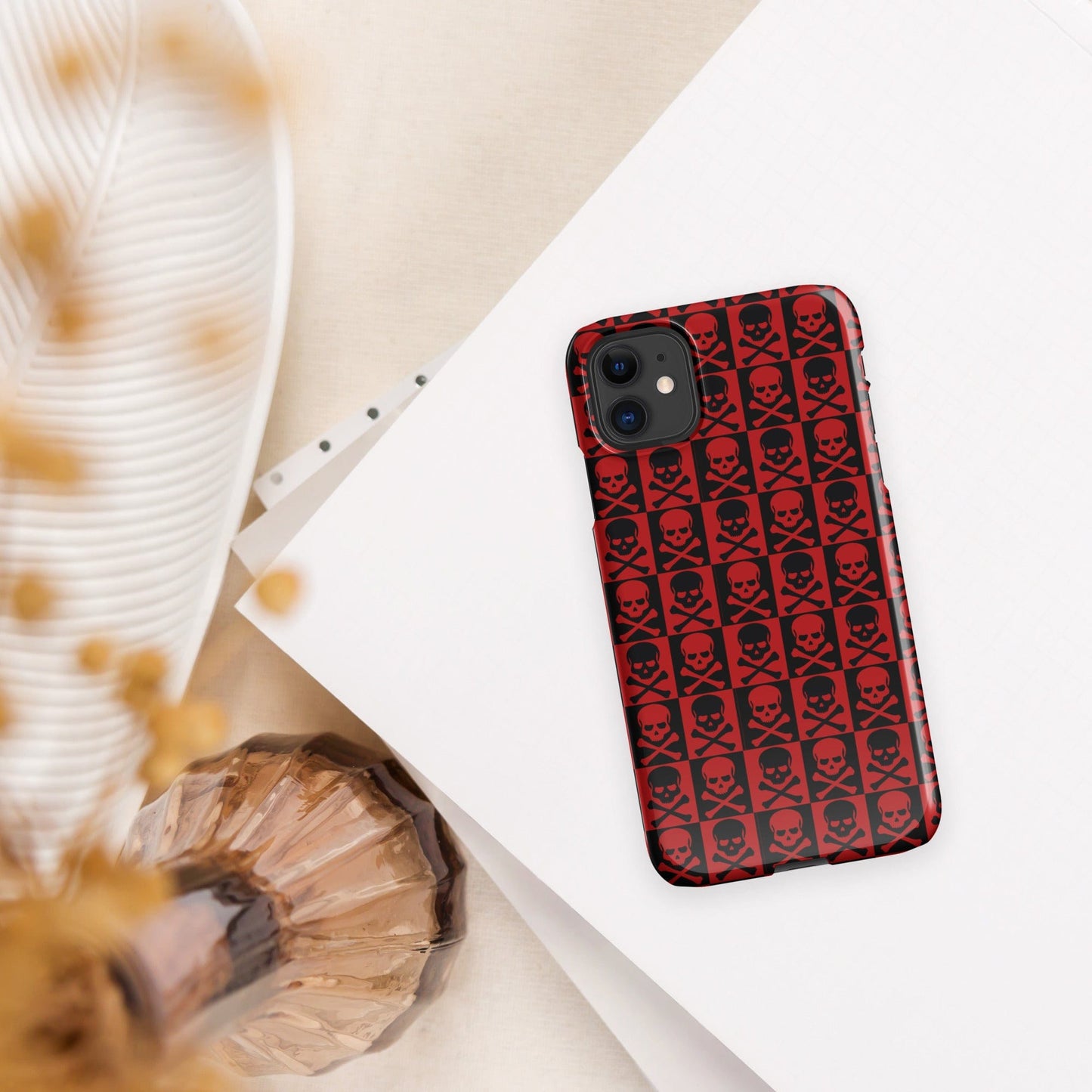 Horror Skulls Snap Case for iPhone® | Red and Black Skulls Pattern | Gothic iPhone Case