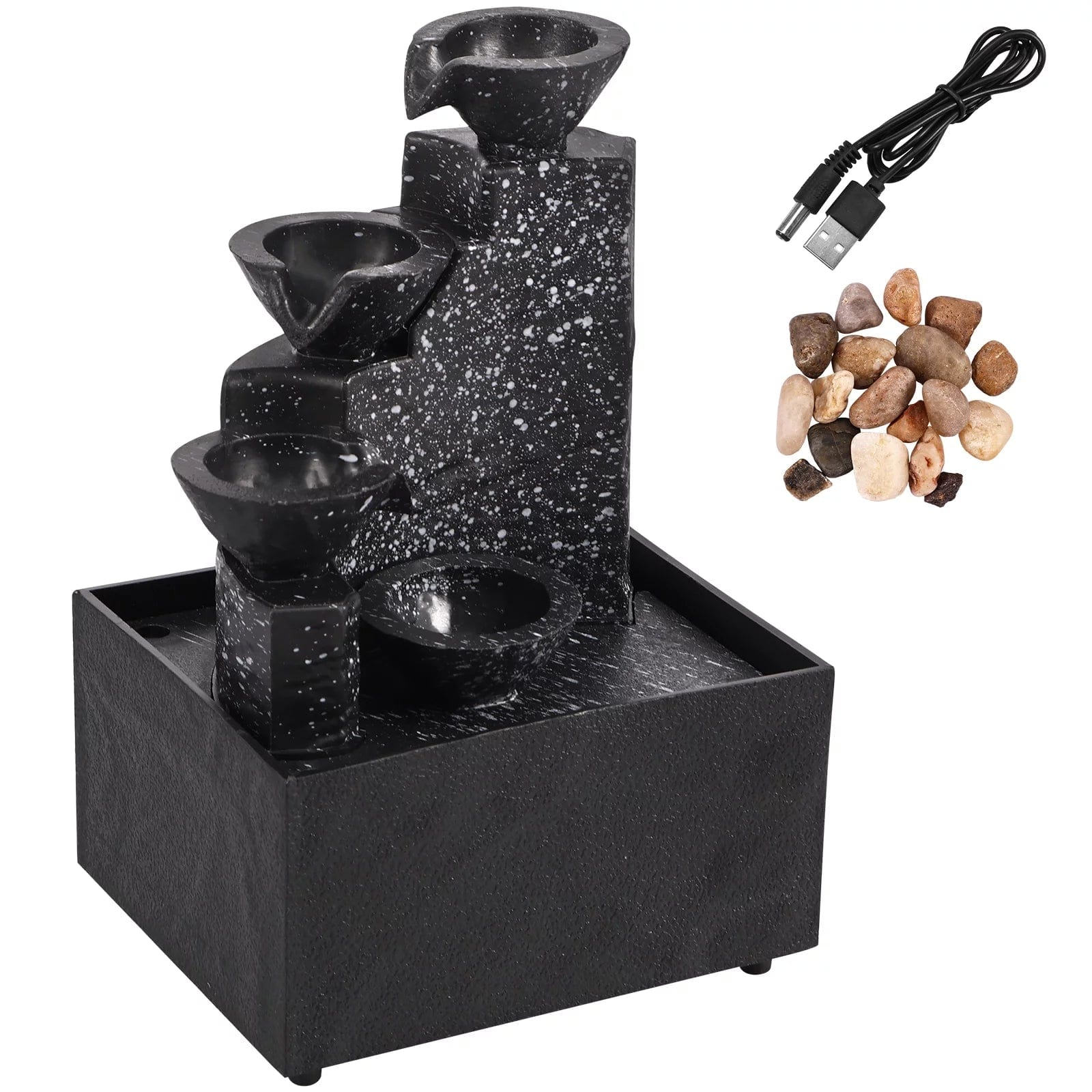 Indoor Tabletop 4-Tier Waterfall Fountain 4.33X3.54X6.69Inch