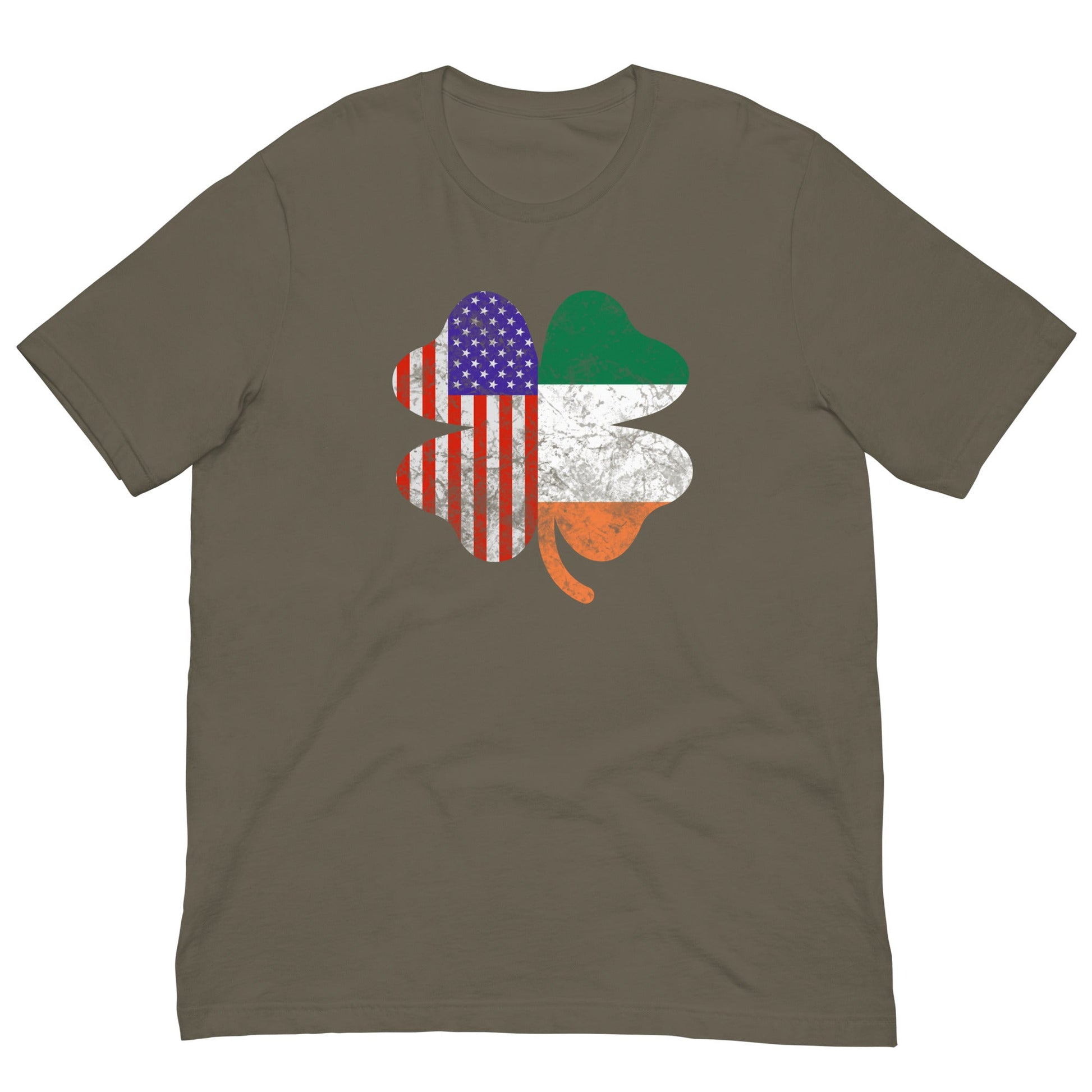 Irish American Flag T-shirt Army / S