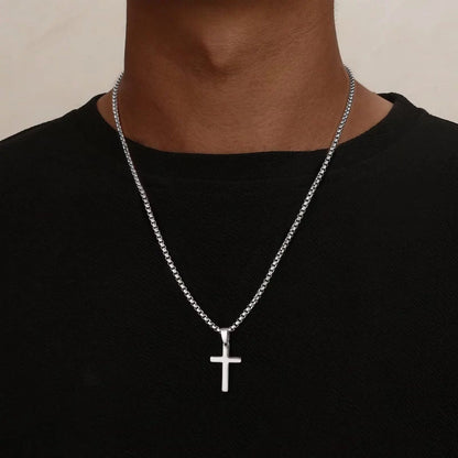 Layered Cross Necklace for Men Stainless Steel Chain Cross K name Initial Pendant Necklace Cuban Link Chain Necklaces for Men Women Fathers Day Gifts K