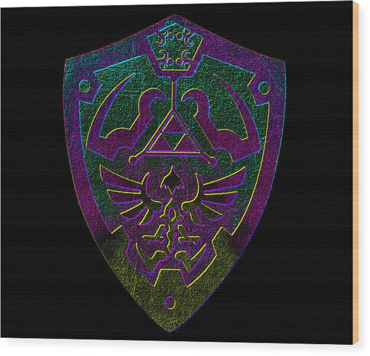 Link shield Gamer Gift - Wood Print