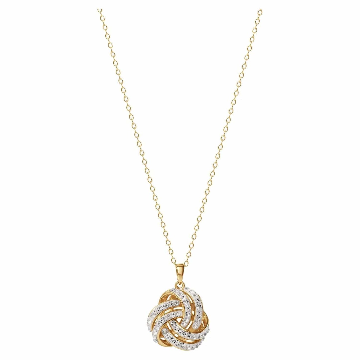 Love Knot 18K Gold Crystal Pendant and Earring Set