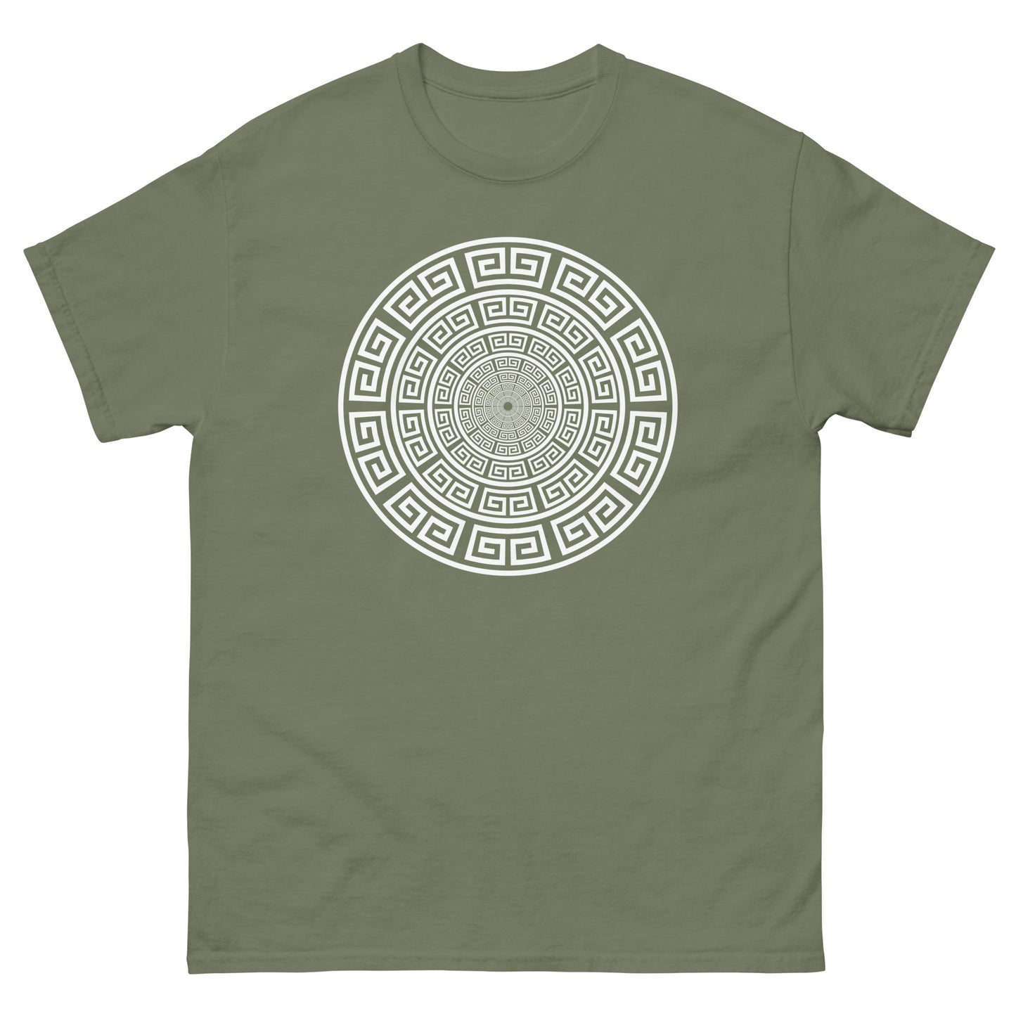 Meander Greek Symbol T-Shirt Military Green / S