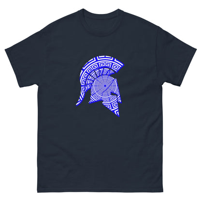 Meander Symbol Spartan Helmet T-Shirt Navy / S