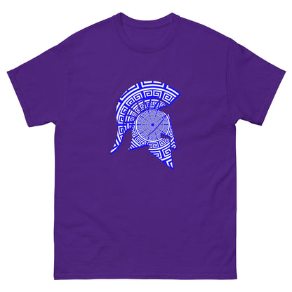 Meander Symbol Spartan Helmet T-Shirt Purple / S