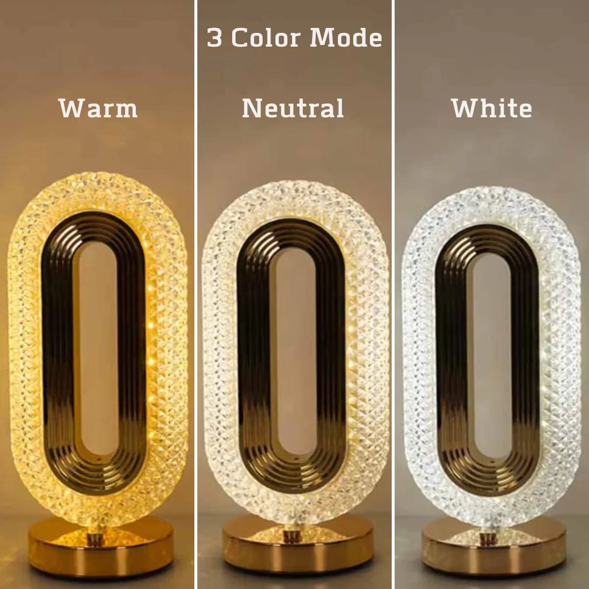 Modern Luxury Oval USB Rechargeable Crystal Table Lamp Living Room Bedroom Bedside Creative Decoration Atmosphere Night Light White