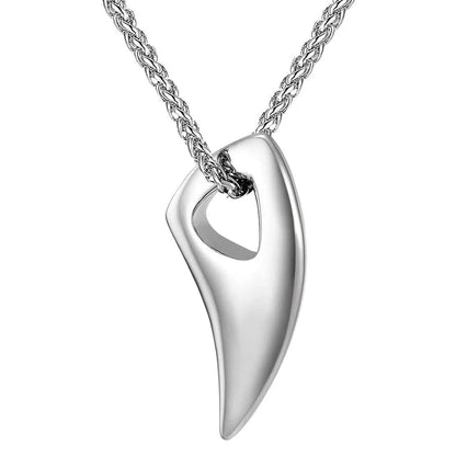 Modern Stainless Steel Wolf Tooth Necklace Silver