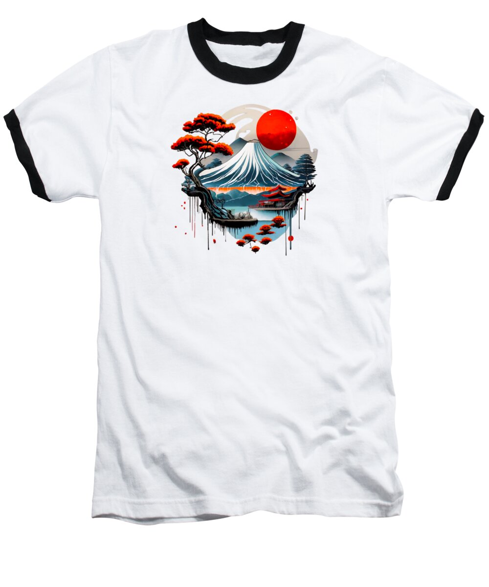 Mount Fuji Japanese Landscape - Baseball T-Shirt