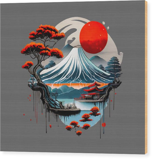 Mount Fuji Japanese Landscape - Wood Print