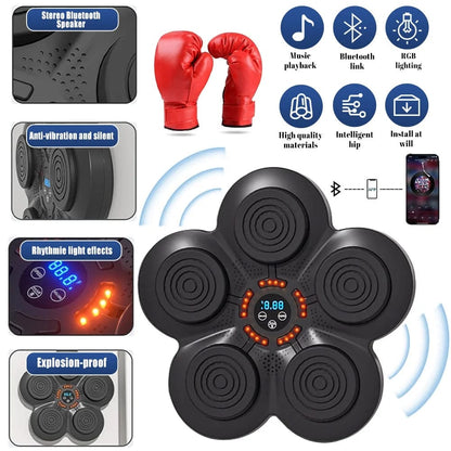 Music Boxing Machine, Smart Music Boxing, Wall-Mounted Smart Bluetooth Music Boxing Trainer, Suitable for Home, Indoor and Gym A-Adult