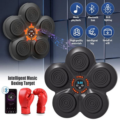 Music Boxing Machine, Smart Music Boxing, Wall-Mounted Smart Bluetooth Music Boxing Trainer, Suitable for Home, Indoor and Gym A-Adult