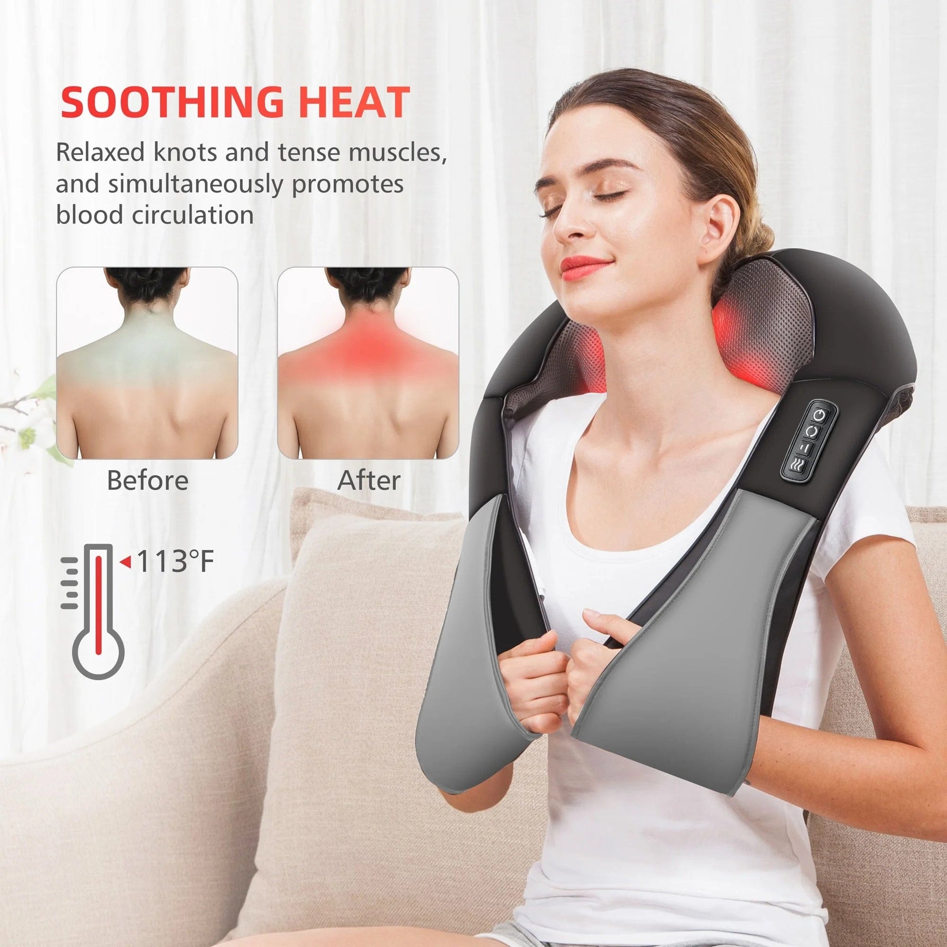 Neck Back Massager with Heat, 4D Shiatsu Shoulder Massager for Pain Relief, Gifts for Mom Dad