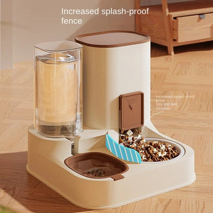 New Pet Cat Large Capacity Water Dispenser Dry Wet Separation for Automatic Feeder Drinking Water Supplies Food Container Dark Brown