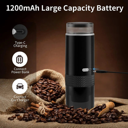 New Portable Coffee Machine Coffee Maker Electric Capsule Ground Coffee Brewer Fit for Coffee Powder and Coffee Capsul Black