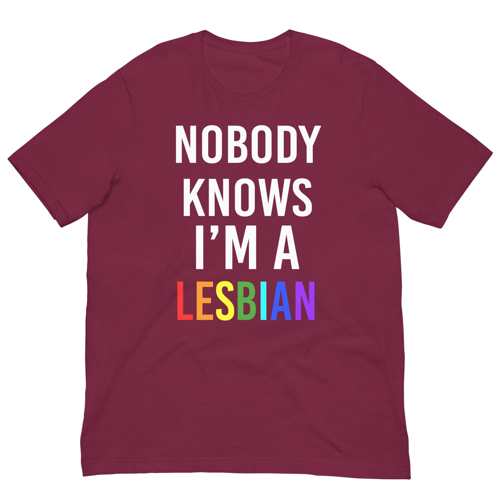 Nobody Knows I am a Lesbian T-shirt Maroon / XS