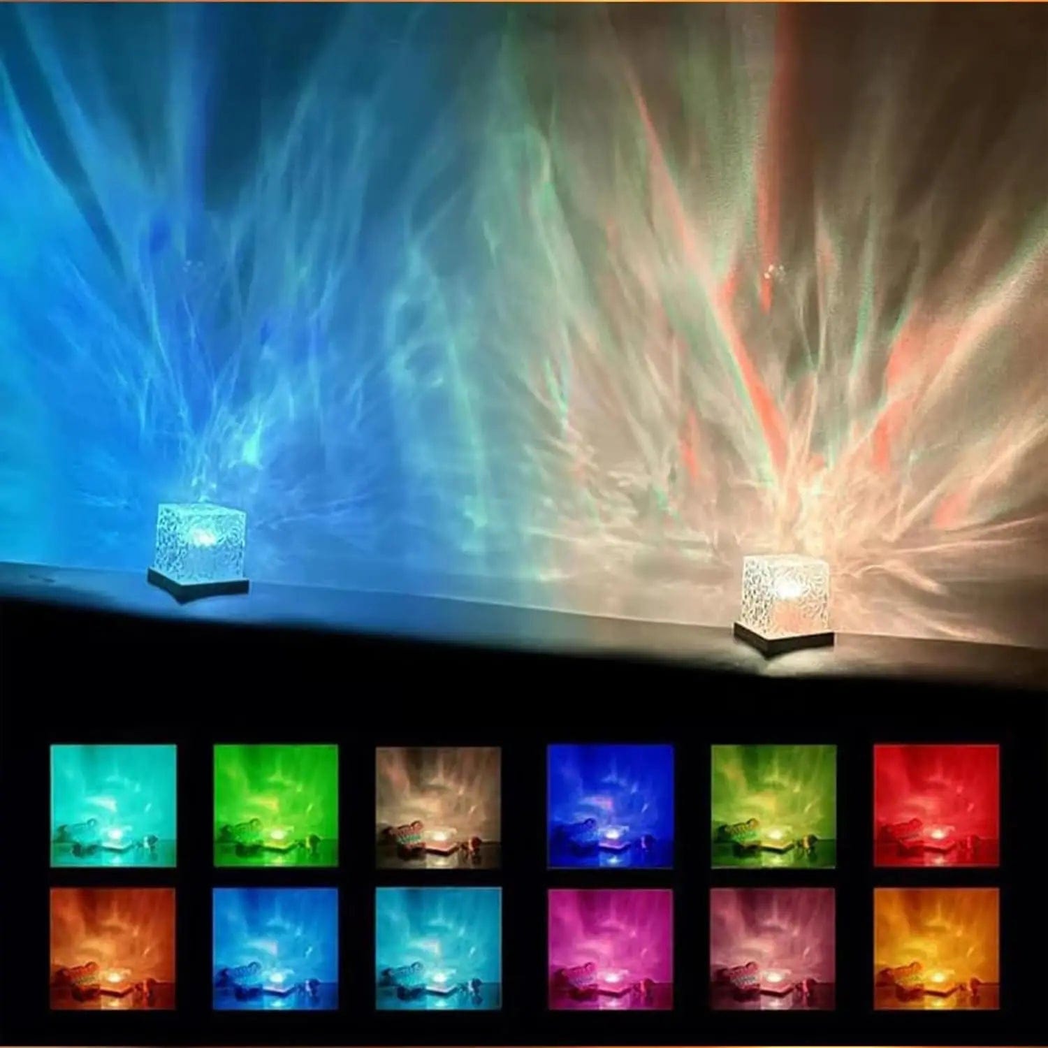 Northern Lights Cube Lamp Ocean Wave Lamp Water Projector Light