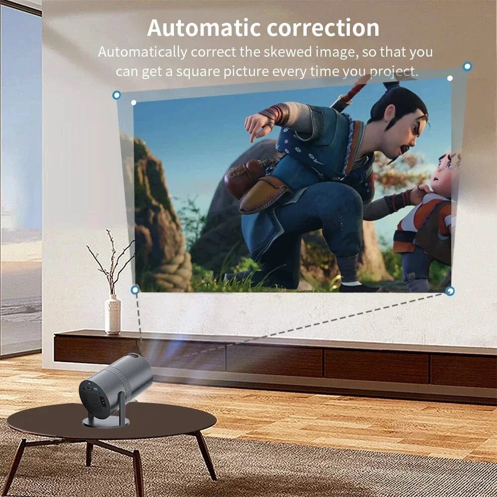 P300 720P Smart Projector - Android 11.0, 4K Home Theater Experience, 16:9 Rotatable Screen Black