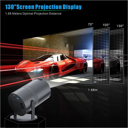 P300 720P Smart Projector - Android 11.0, 4K Home Theater Experience, 16:9 Rotatable Screen Black