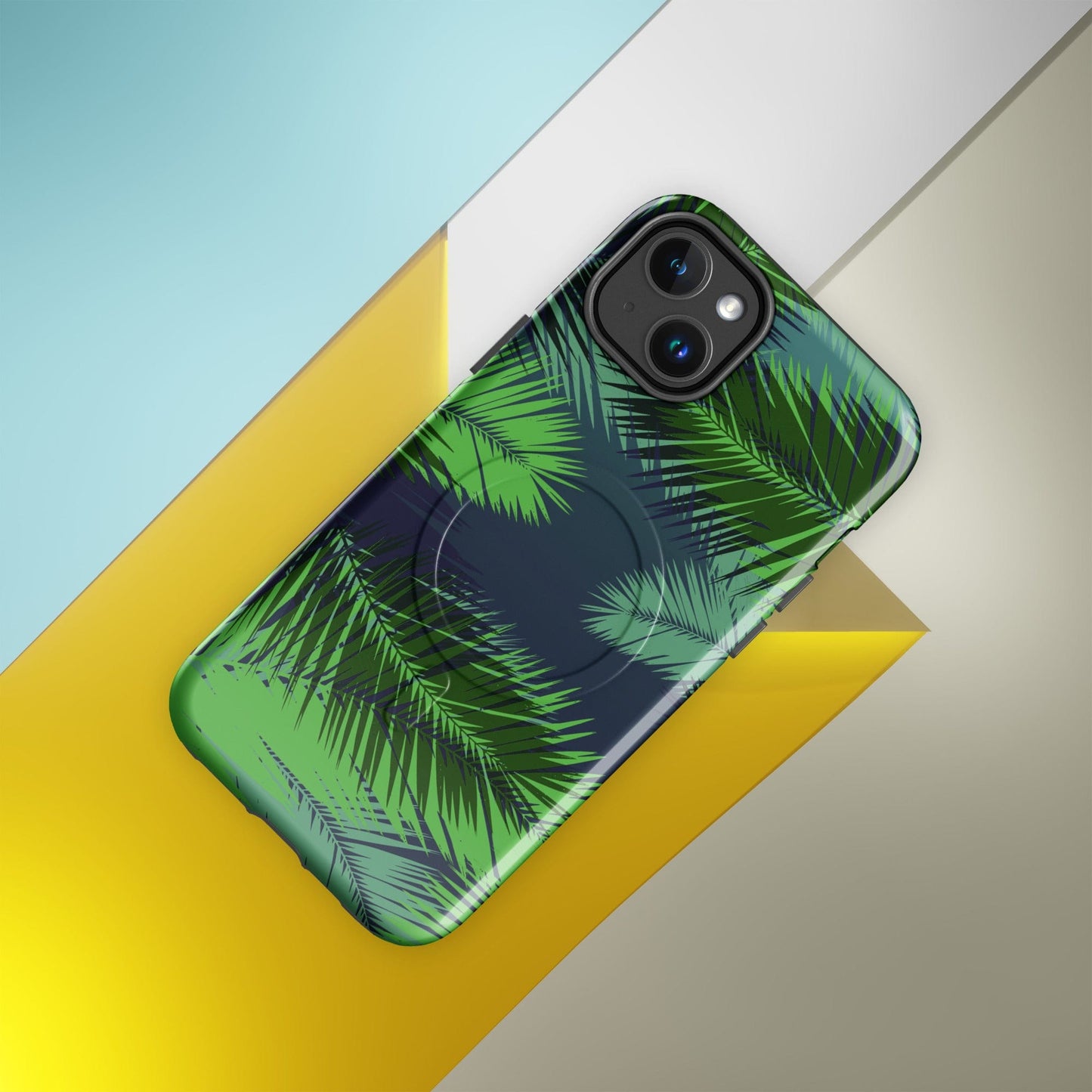 Palm Leaves MagSafe® Tough Case for iPhone® | Stylish Protective Tropical Phone Case iPhone 14 Plus