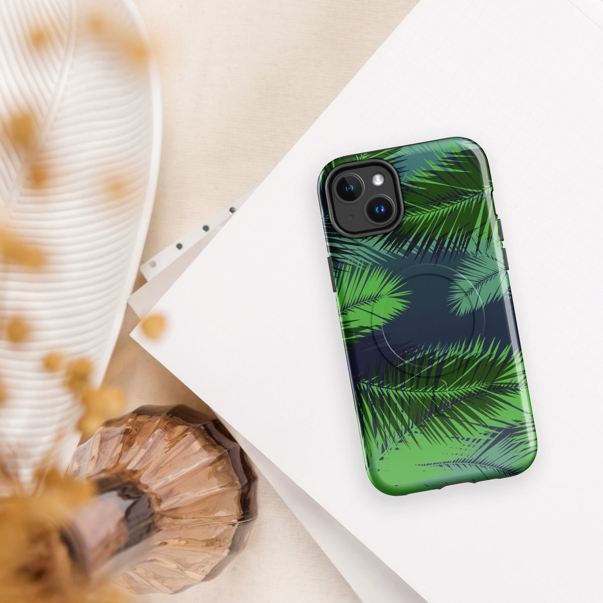 Palm Leaves MagSafe® Tough Case for iPhone® | Stylish Protective Tropical Phone Case