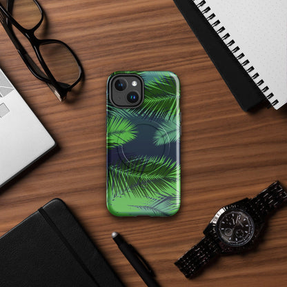 Palm Leaves MagSafe® Tough Case for iPhone® | Stylish Protective Tropical Phone Case