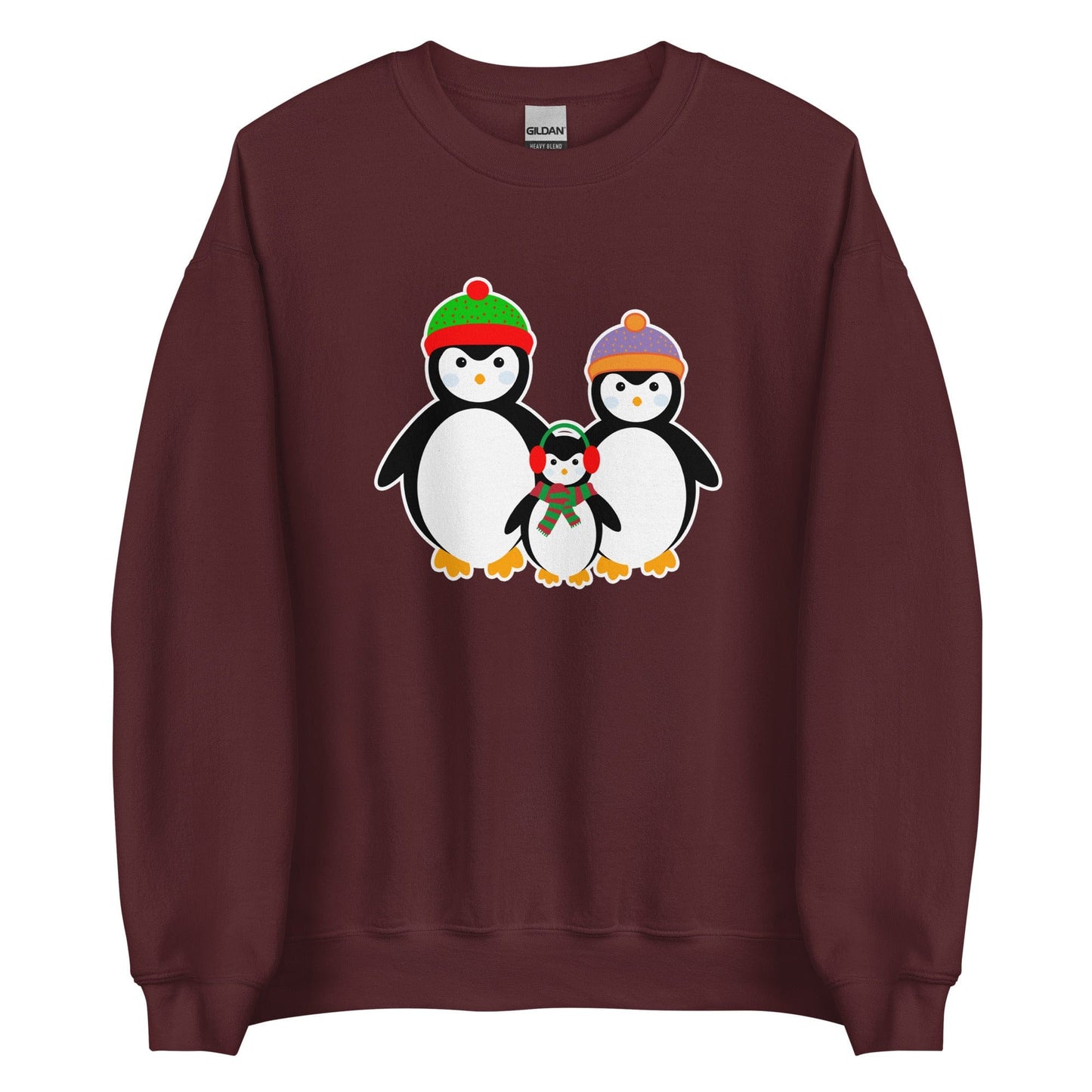 Penguin Family Sweatshirt Maroon / S