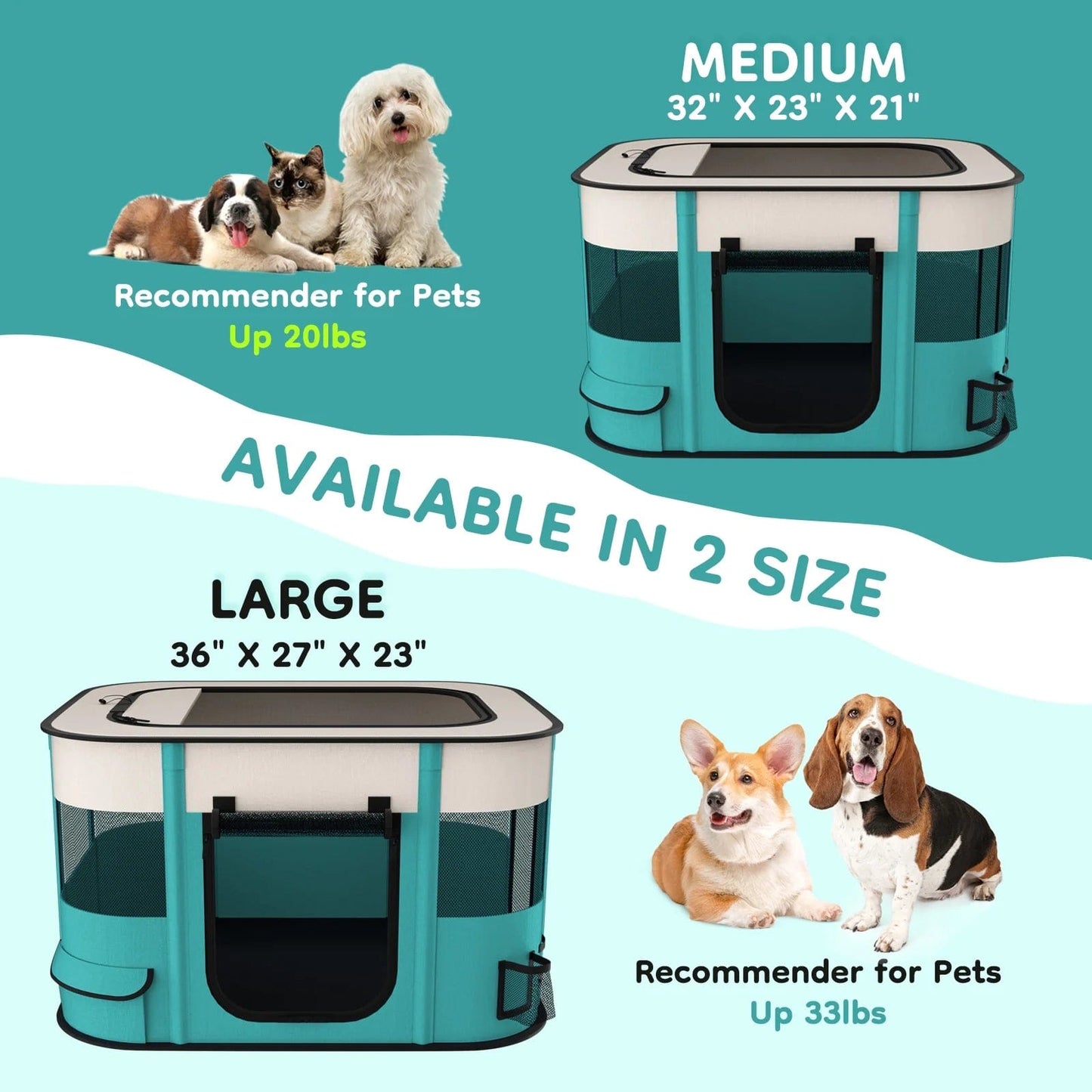 Pet Playpen, Foldable Portable Dog-Cat Plaype 32" X 23" X 21"