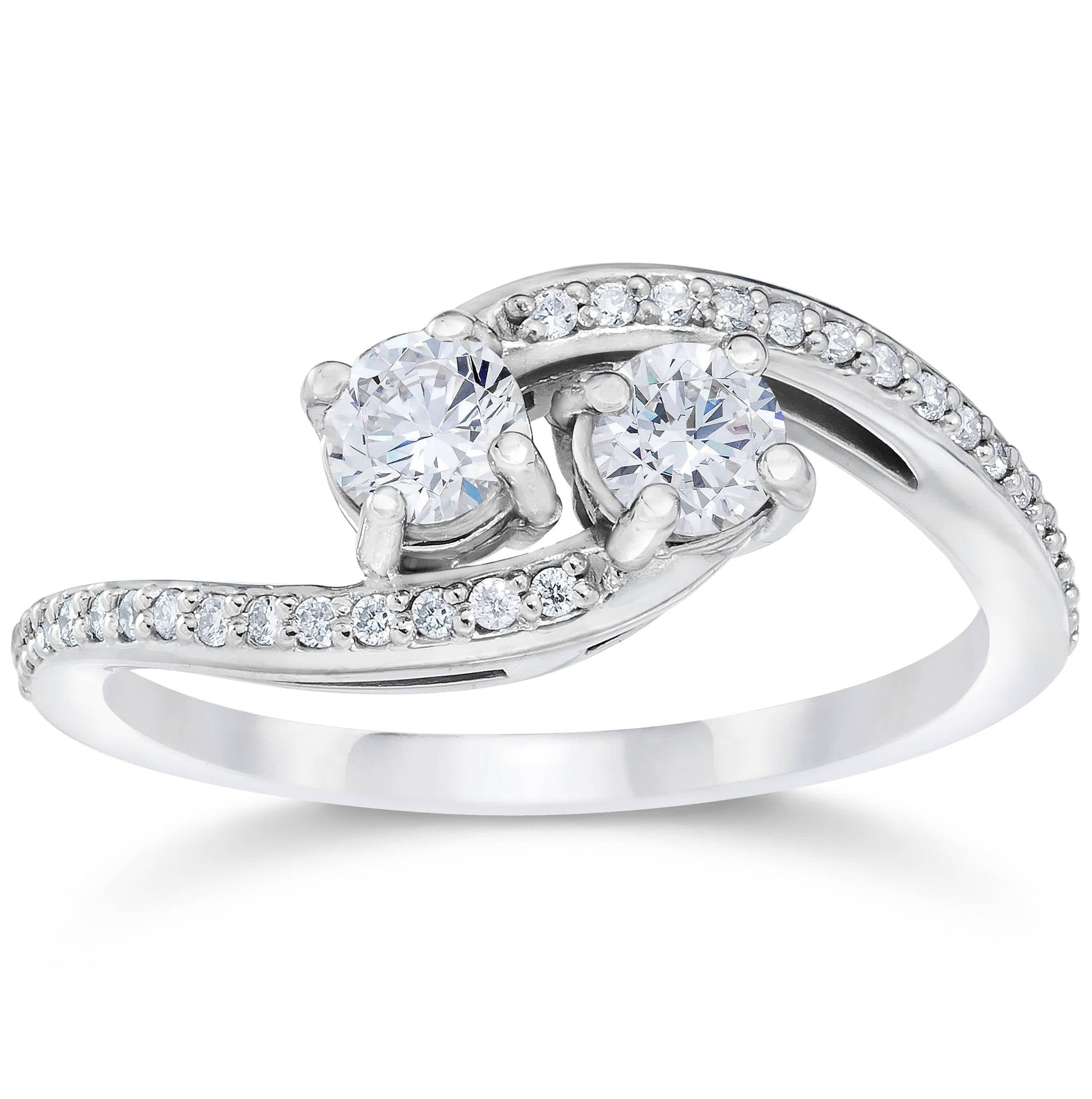 Pompeii 1/2 Carat 2 Stone Forever Us Diamond Engagement Ring White Gold (H/I,I1-I2) 4.5