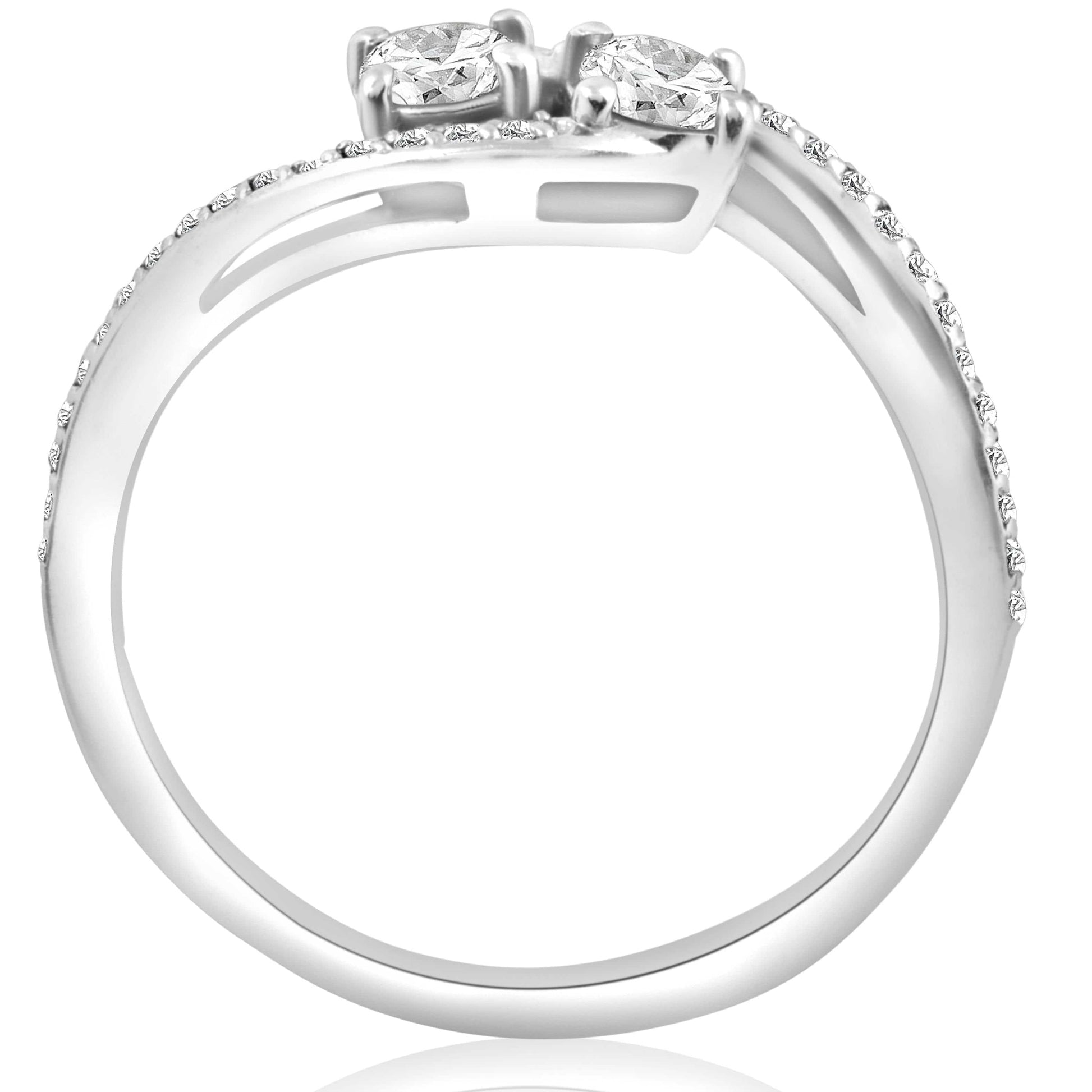 Pompeii 1/2 Carat 2 Stone Forever Us Diamond Engagement Ring White Gold (H/I,I1-I2) 4.5