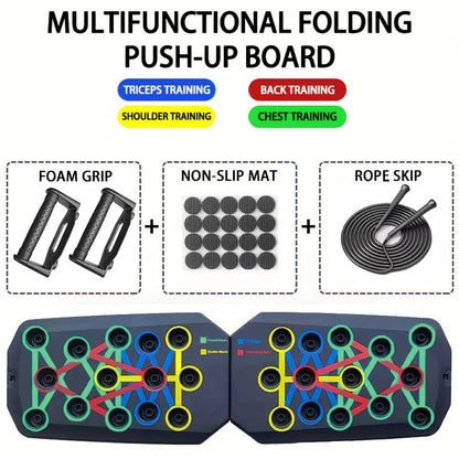 Portable Multifunctional Push-Up Board Set with Handles Foldable Fitness Equipment for Chest Abdomen Arms and Back Training Board Jump Rope