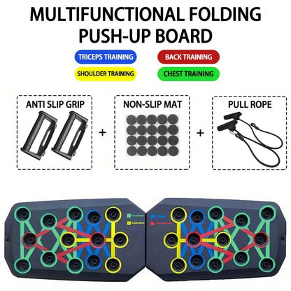 Portable Multifunctional Push-Up Board Set with Handles Foldable Fitness Equipment for Chest Abdomen Arms and Back Training Board Rope