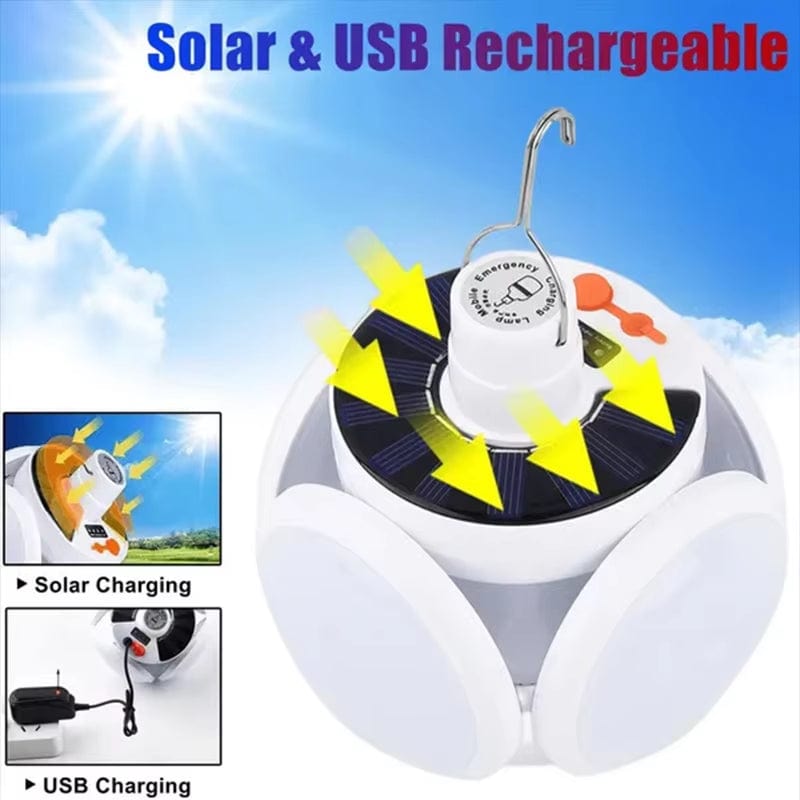 Portable Outdoor Solar Folding Light USB Rechargeable Remote Control LED Bulb Football Bulbs with Hanging Hook Emergency Lamps