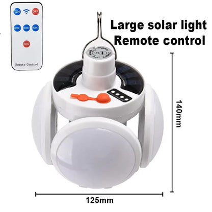 Portable Outdoor Solar Folding Light USB Rechargeable Remote Control LED Bulb Football Bulbs with Hanging Hook Emergency Lamps Large Remote Control