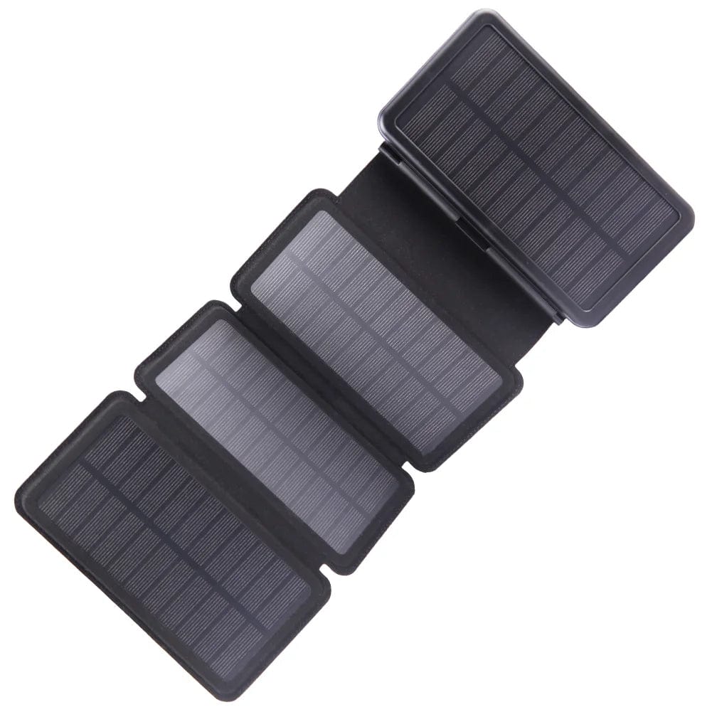 Portable Solar Charger for Iphone Android, 30000Mah Power Bank with 4 Solar Panels and Compass Black