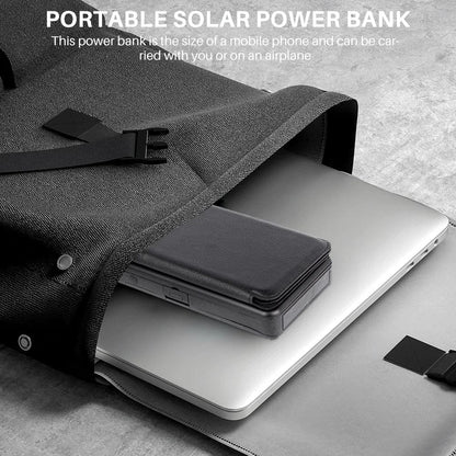 Portable Solar Charger for Iphone Android, 30000Mah Power Bank with 4 Solar Panels and Compass Black