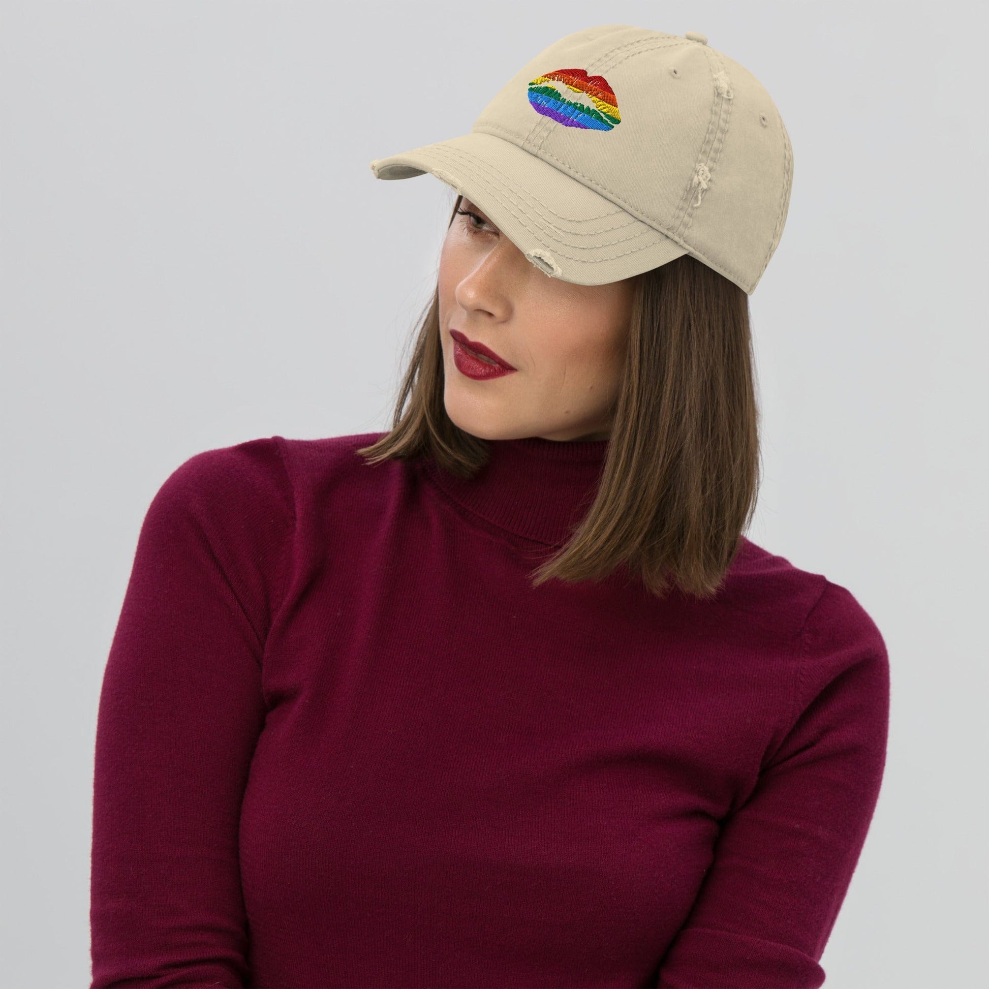 Pride Flag Colors Lips LGBTQ+ Pride Embroidered Hat