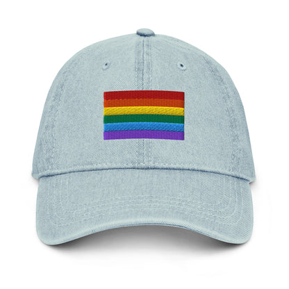 Pride Flag Embroidered Denim Hats Light Blue