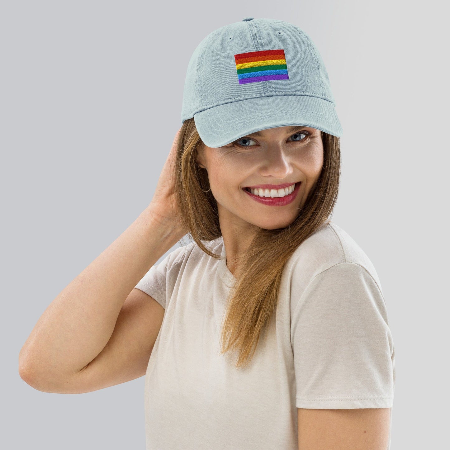 Pride Flag Embroidered Denim Hats