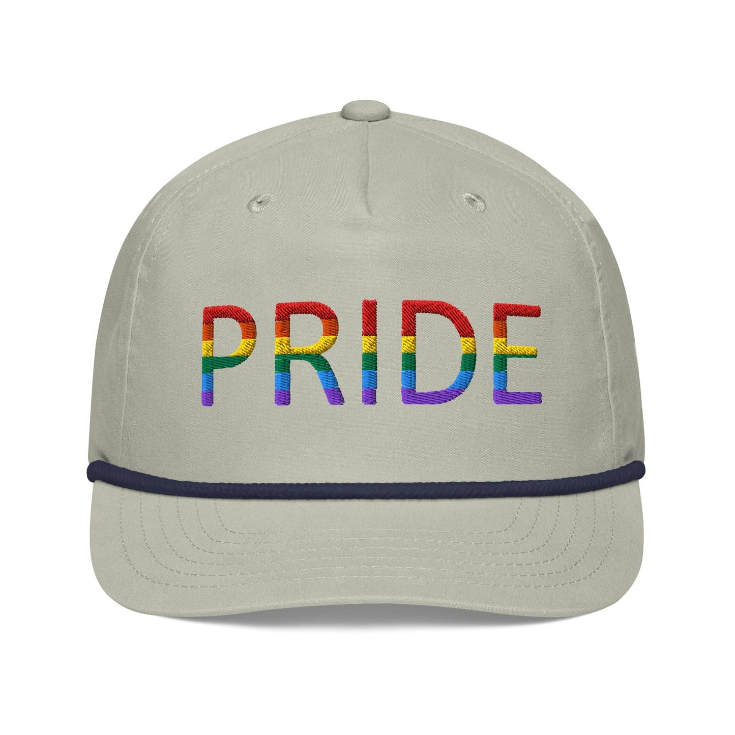 Pride flag Embroidered Golf rope Cap Lt Gray/Navy