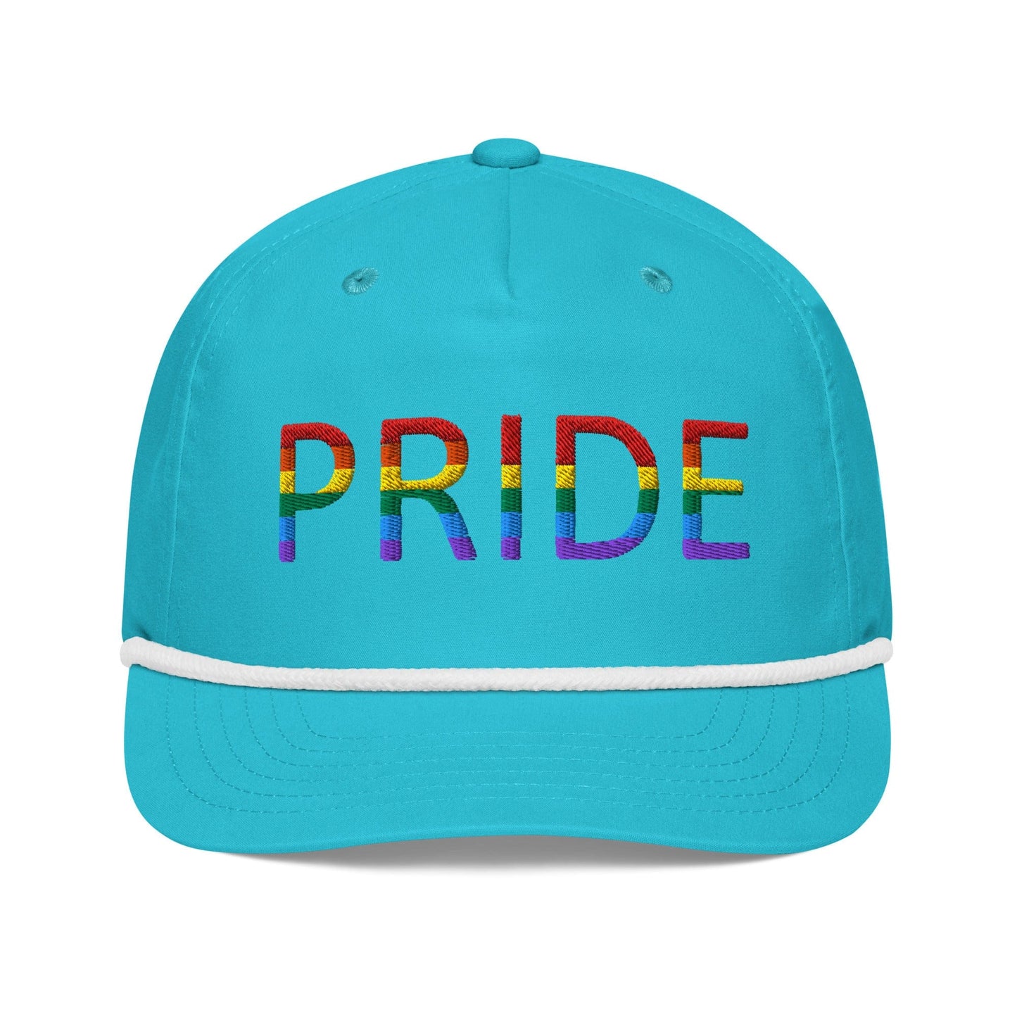 Pride flag Embroidered Golf rope Cap Turquoise/White